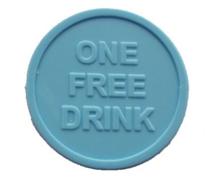 25mm Light Blue Embossed ONE FREE DRINK Tokens