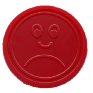 25mm Red Embossed Sad Face Tokens