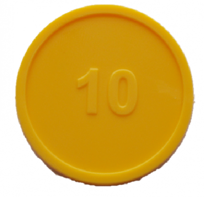 25mm Yellow Numbered 10 Tokens